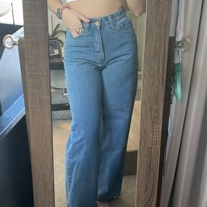 Wide Leg Blue Jeans